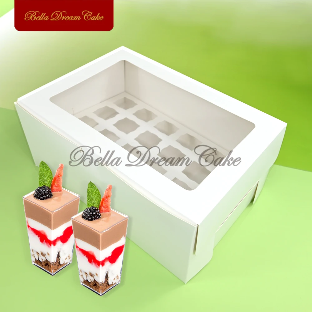 12/24 löcher Mini Mousse Tasse Dessert Shooter Boxen Mit Klarem Fenster Cupcake Verpackung Box DIY Hochzeit Backen Liefert Kuchen werkzeuge Image