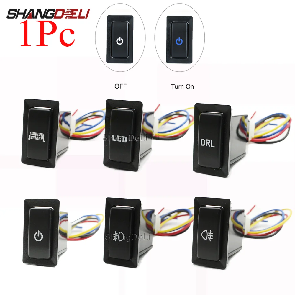 Auto Blau LED Licht DRL Nebel Lampe Power On Off Schalter Radar Kamera Misic Taste Für Toyota LC95 2002 Für HINO 500/700 Zubehör Image