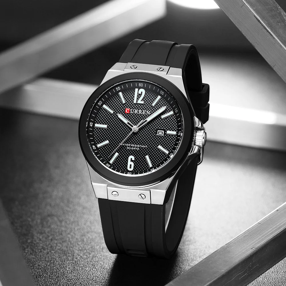 Curren einfache lässige Herren Quarzuhren Silikon band Auto Date Armbanduhr Modegeschäft Image