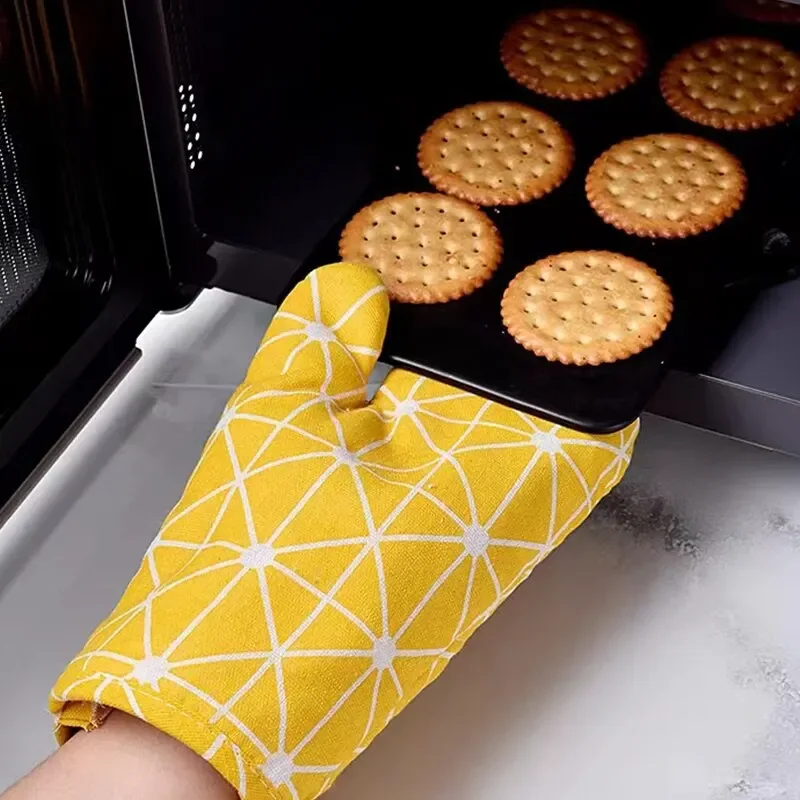 1/2 Stück Backhandschuhe aus Baumwolle und Leinen, Mikrowellenherd-Handschuhe, Heimisolierung, Küche, Backofen, Spezialwerkzeuge Image