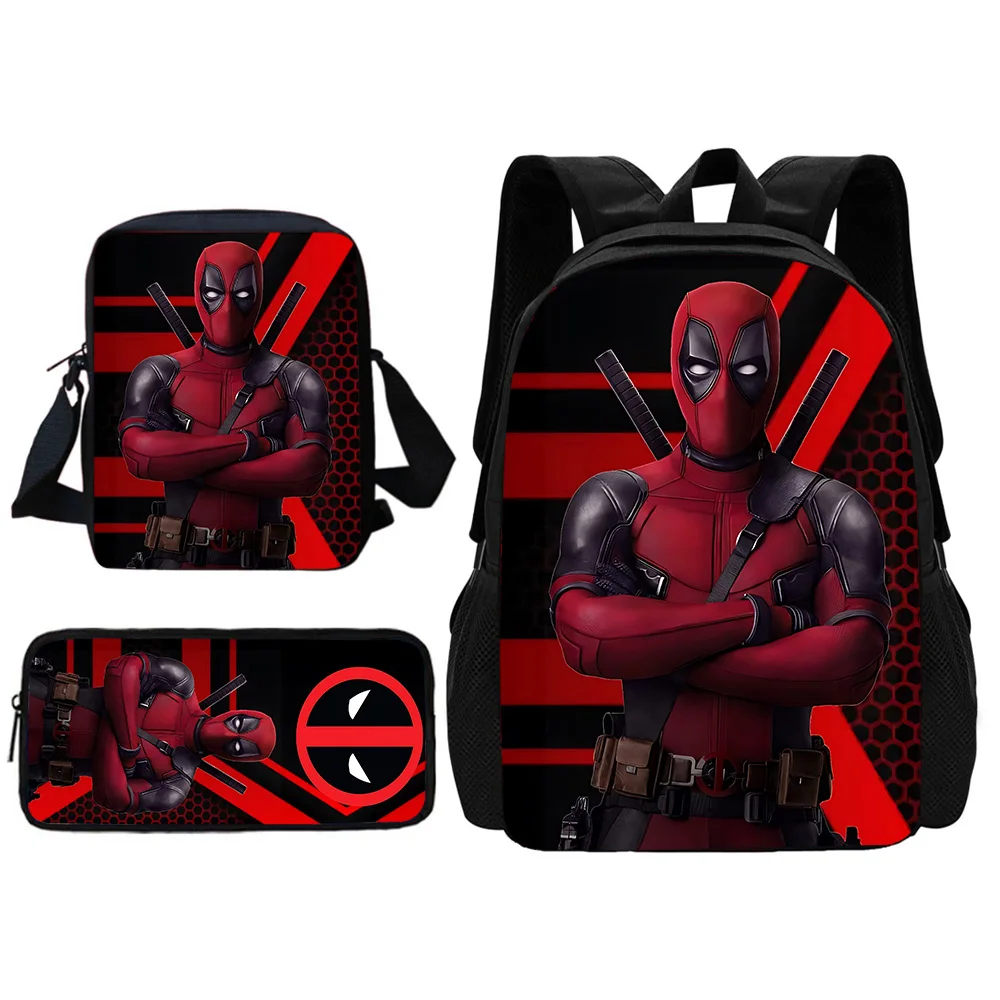 Sac à dos d'école pour enfants Deadpool avec sac à bandoulière sacs à crayons sacs d'école pour garçons filles meilleur cadeau