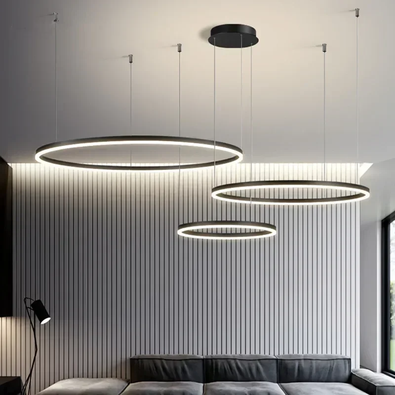Minimalistische Kreis Kronleuchter Led Anhänger Lichter Für Wohnzimmer Esszimmer Schlafzimmer Hängende Beleuchtung Decke Kronleuchter Leuchten Image