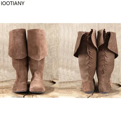 Mittelalterliche Wikinger Pirat Cosplay Männer Lange Stiefel Renaissance Retro Karibik Piraten Image