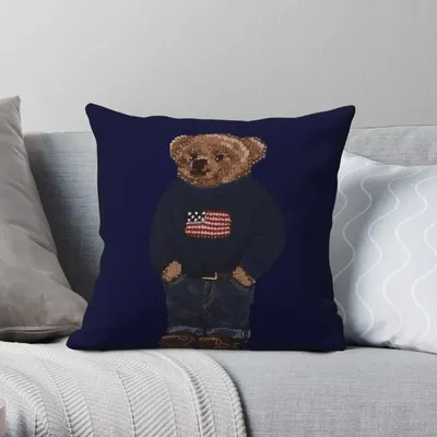 Bear Cub Quadratischer Kissenbezug, Polyester, Leinen, Samt, bedruckt, mit Reißverschluss, Dekor, Bettkissenbezug Image