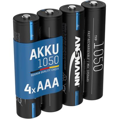 ANSMANN Akku Micro AAA, 1050 mAh NI-MH 1,2V, 4 Stück, hohe Kapazität Image