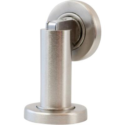 Magnetischer Türstopper in Edelstahloptik – Türstopper mit Befestigungsmaterial an Boden und Wand – Image