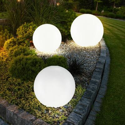 3er Set led Außen Solar Kugel Leuchten Garten Beleuchtung Rasen Blumenbeet Steck Lampen 20, 25 und