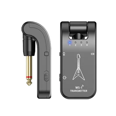 WS-1 2.4GHz Wireless Guitar System Rechargeable Audio Transmitter and Receiver 4 Channels 30m