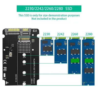 M.2 Adapter To 2.5 SATA Enclosure with 7mm Case M.2 (NGFF) SSD To SATA III Hard Drive Enclosure for