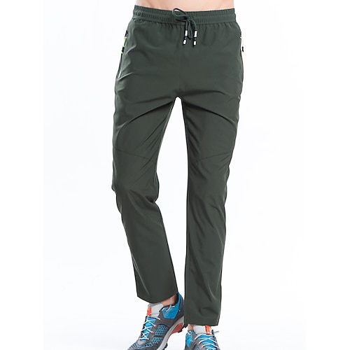 Herren Wanderhosen Sommer Frühling Herbst Außen Hautfreundlich Komfort Multi-Pocket Schnelltrocknend Hosen Unterteile Kordelzug Elastischer Bund Reißverschlusstasche Schwarz Armeegrün Spandex Elasthan Image