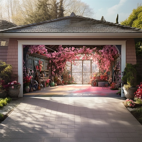 Valentinstag Floral Außen Garage Tür Abdeckung Banner Schöne große Kulisse Dekoration für Außen Garage Tür Haus Wand Dekorationen Event Party Parade Image