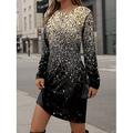 Damen Minikleid Sweatshirt-Kleid Casual kleid Winter Kleid Corsagenkleider Brautkleider schlicht Party Strasse Casual Regular Fit Farbverlauf Rundhalsausschnitt Gold Herbst Winter