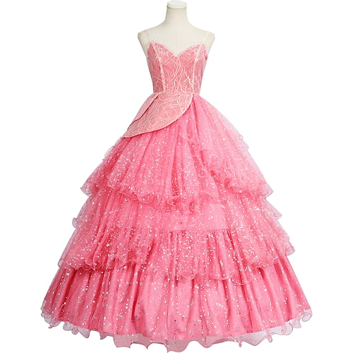 Buchwoche 2026 Hexe Fee Glinda Kostüm Reifrock Krinoline Abschlussballkleid Film- und TV-Themenkostüme for Damen Erwachsene Halloween Karneval Party Leistung Bühne Image