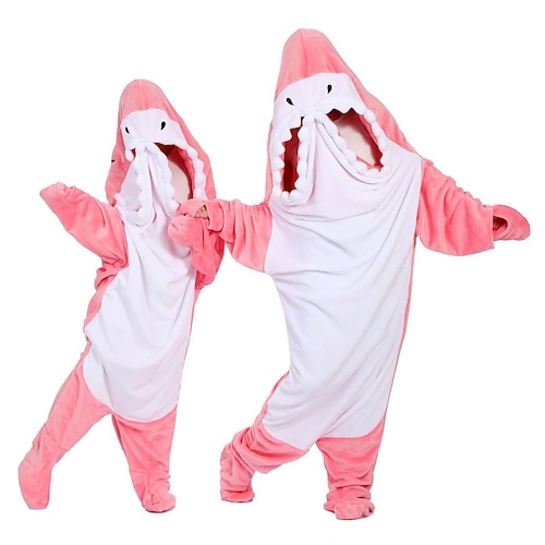 Karneval 2026 Paare Karnevalskostüm Dinosaurier Hai Kigurumi-Pyjamas Onesies Neuheit Lustiges Kostüm Kinder Erwachsene Herren Damen Jungen Karneval Themenparty Einfache Halloween-Kostüme Verkleiden Image