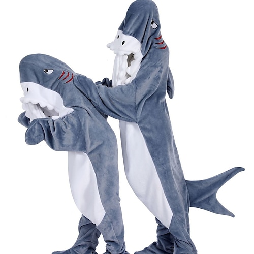 Karneval 2026 Paare Karnevalskostüm Dinosaurier Hai Kigurumi-Pyjamas Onesies Neuheit Lustiges Kostüm Kinder Erwachsene Herren Damen Jungen Karneval Themenparty Einfache Halloween-Kostüme Verkleiden Image