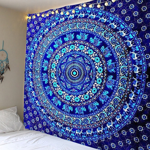 Mandala Bohemian Wandteppich Kunst Dekor Decke Vorhang hängen zu Hause Schlafzimmer Wohnzimmer Wohnheim Dekoration Boho Hippie psychedelische Blumenblume Lotus Indianer Image