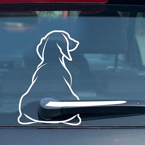 Cartoon niedlichen Hund hinten Glas Aufkleber Autoaufkleber