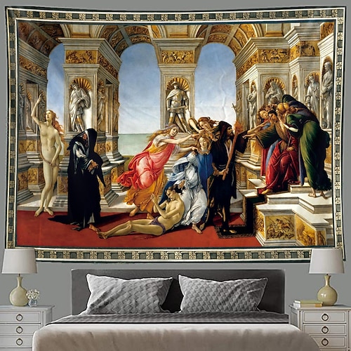 Sandro Botticelli hängender Wandteppich, Wandkunst, großer Wandteppich, Wanddekoration, Fotografie, Hintergrund, Decke, Vorhang, Zuhause, Schlafzimmer, Wohnzimmer, Dekoration Image