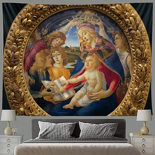 Sandro Botticelli hängender Wandteppich, Wandkunst, großer Wandteppich, Wanddekoration, Fotografie, Hintergrund, Decke, Vorhang, Zuhause, Schlafzimmer, Wohnzimmer, Dekoration Image
