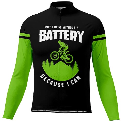 Herren Radtrikot Buchstaben Zahlen Langarm Fahhrad T-Shirt Trikot mit 3 Gesäßtaschen Mountainbike MTB Schnelltrocknend Anatomisches Design Feuchtigkeitsableitend Atmungsaktiv Sport Gelb Rot Blau Image