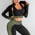 Per donna Collant e reggiseno sportivi Set di yoga 3 pezzi Color Block Set di abbigliamento atletico Completo tuta Nero Rosa Yoga Fitness Allenamento in palestra Vita alta Traspirante Morbido Manica