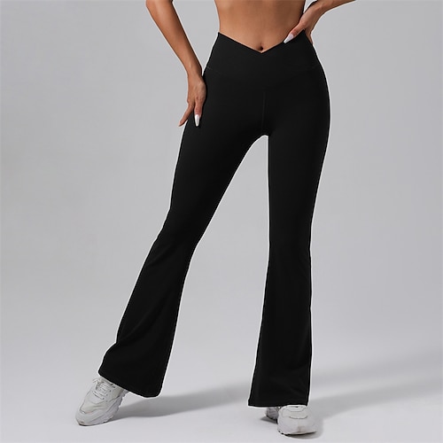 Per donna Pantaloni da yoga razzi Gamba svasata Fascia Elastica Vita Alta Pilates Allenamento in Palestra Allenamento Pantaloni Tinta unica Nero Caffè Autunno Gli sport Abbigliamento sportivo