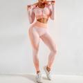 Per donna Collant e reggiseno sportivi Set di yoga 3 pezzi Color Block Set di abbigliamento atletico Completo tuta Nero Rosa Yoga Fitness Allenamento in palestra Vita alta Traspirante Morbido Manica