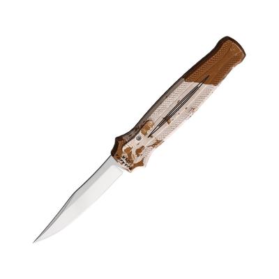 Piranha Knives Auto Rated-R OTF Automatic Folding Knife 3.5in 154CM Clip Point Blade Mirror Finish Camo Aluminum Handle P-19C