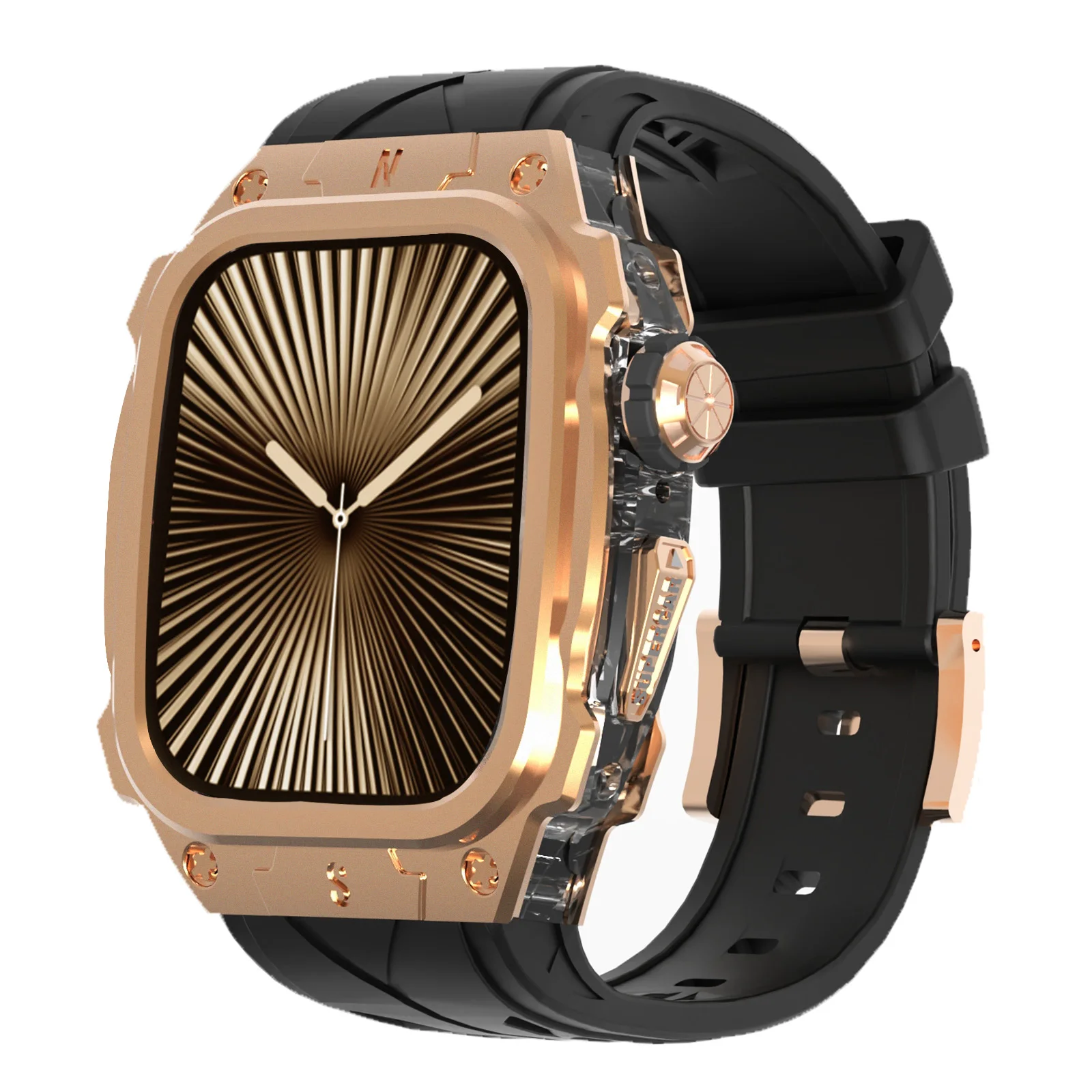 Luxuriöses Metallgehäuse für Apple Watch 10, 46 mm Band mit Abdeckung, robustes, robustes Silikonarmband für Männer, vollständige Schutzhülle Image