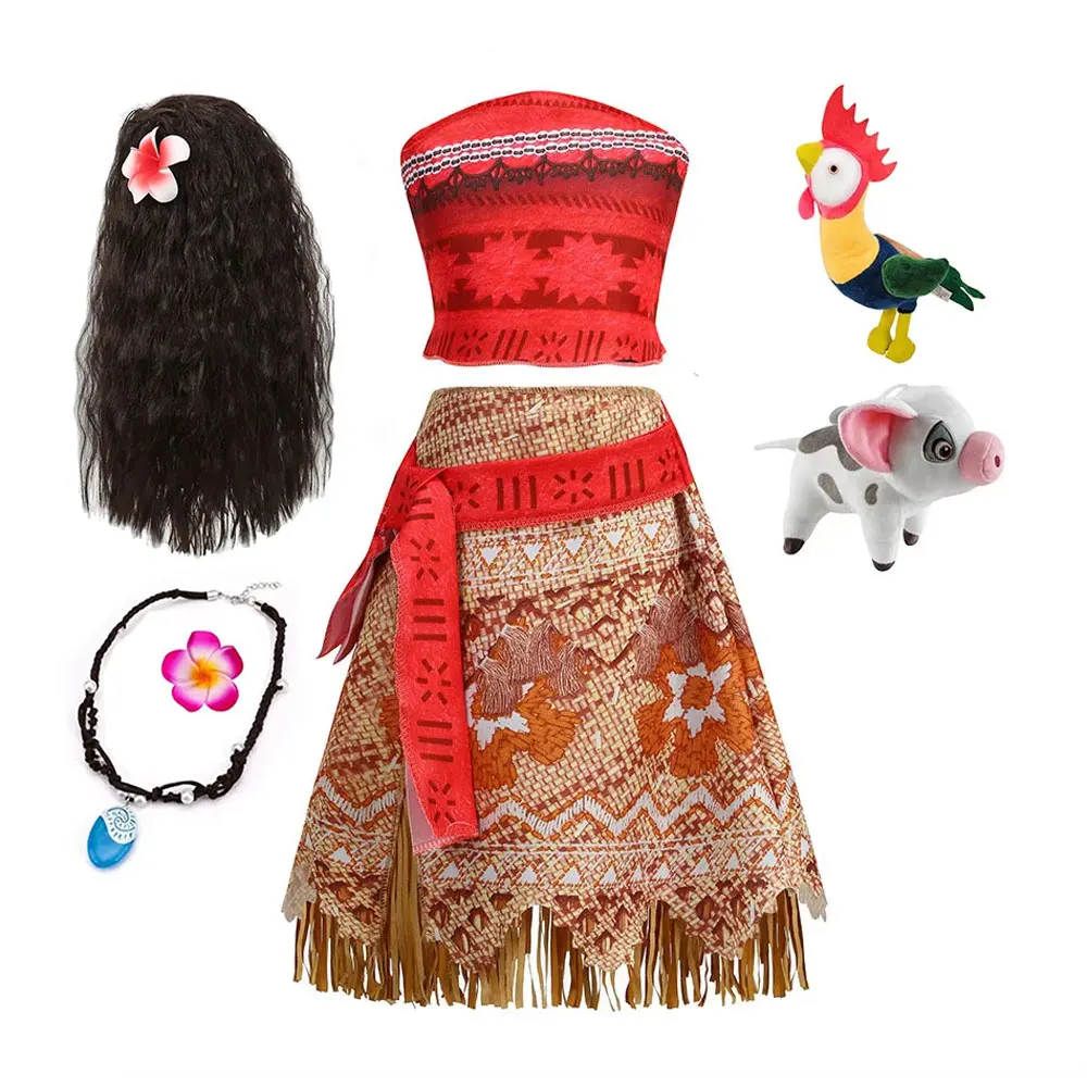 Disney Moana Filmkostüm der Episode 2, Prinzessin Vaiana Rollenspiel, ärmelloses Kleid, Mädchen, Karnevals-Outfit, polynesisches Kleid für Kleinkinder Image