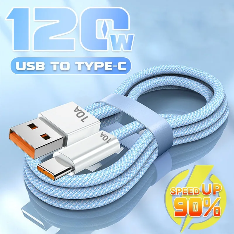 120 W Typ-C gewebtes Datenkabel 0,25 M-3 M extra langes Typ C USB-Schnelldatenkabel für Mobiltelefonkamera VR Android IPhone Universal Image