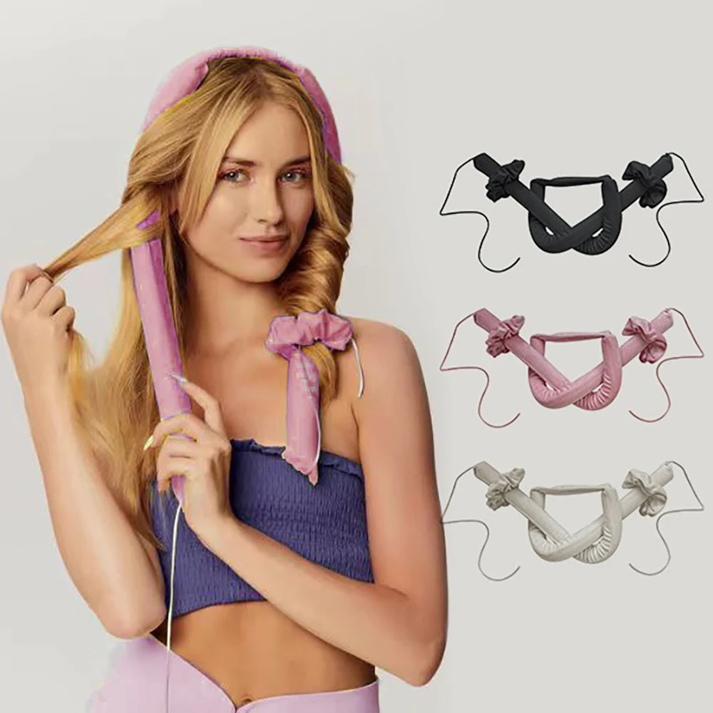 3-teiliges Satin-Locken-Set ohne Hitze, Lockenwickler und Lockenwickler für die Nacht, Lockenwickler ohne Hitze, Lockenstab, Stirnband, zum Einschlafen Image