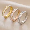 2025 Unisex 4mm Luxus Edelstahl Männer Frauen Aussage Kubikzircon Ringe Frauen Gold Silber Farbe US Größe 5 6 7 8 9 10 11 12