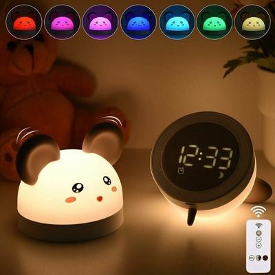 Tigrezy - Kinder-Nachtlicht, 3-in-1-Wecker und Nachtlicht, 7 Farben, led, tragbare Maus, Image