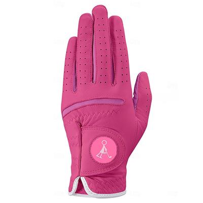 Acegolfs Golf Glove Golf Full Finger Gloves Women's Anti-Slip Sweat wicking Durable Leather Artificial Leather Outdoor White Fuchsia