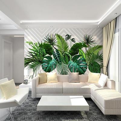 Mural Wallpaper Wall Sticker Covering Print Tropical Palm Leaf Canvas Home Décor Adhesive Required / Peel and Stick Removable