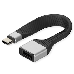 ROLINE USB 3.2 Gen 2 Silikonkabel, C-A, ST/BU, 10Gbit/s, Emark, schwarz, 11 cm Image