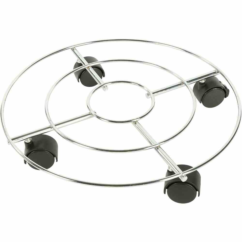 Siena Garden Pflanzenroller Ø 35 cm, Material aus Metall verchromt in silber, Rollen aus Polypropylen in schwarz Image