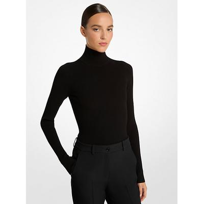 Michael Kors Stretch Viscose Turtleneck Bodysuit Black M