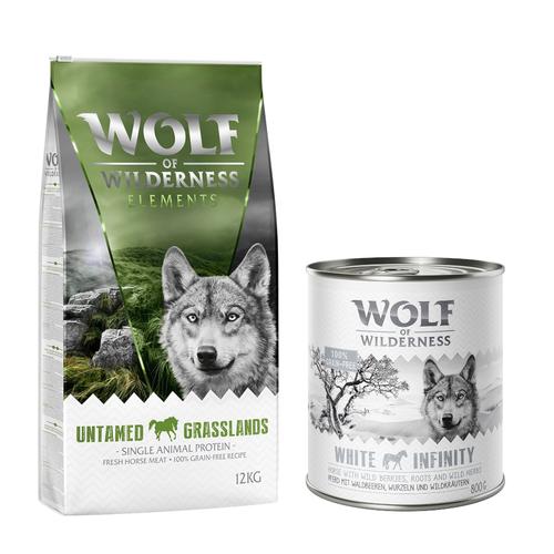 Wolf of Wilderness Kombi-Paket: Adult Trockenfutter + passende Nassfutter - 12 kg Untamed...