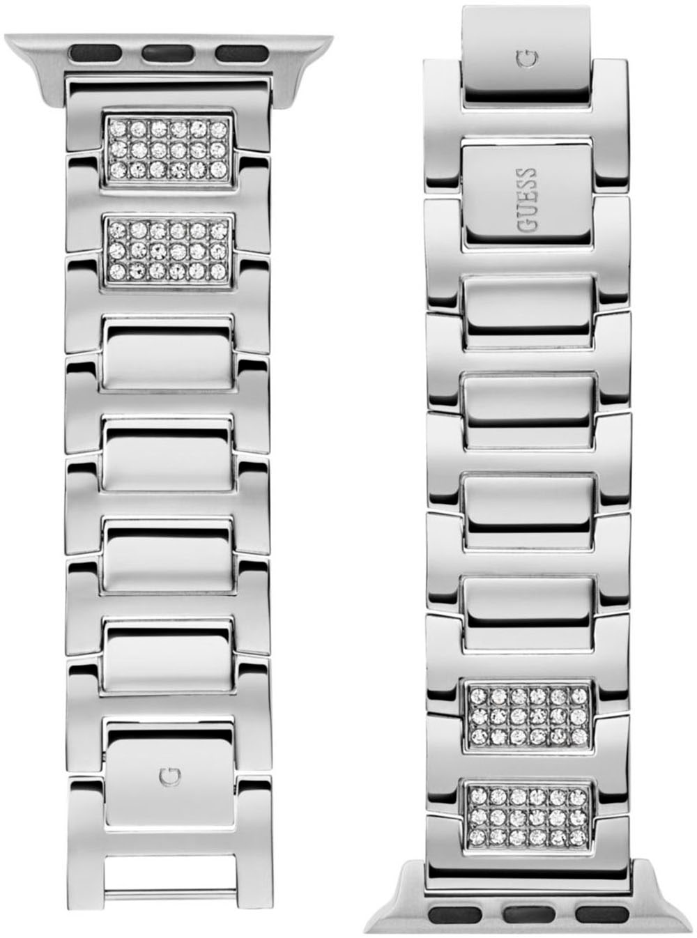 Smartwatch-Armband GUESS "Apple Strap", silber (silberfarben), Uhrenarmbänder, Edelstahl, Wechselarmband, Ersatzband, Edelstahl, passend für die Apple Watch Image