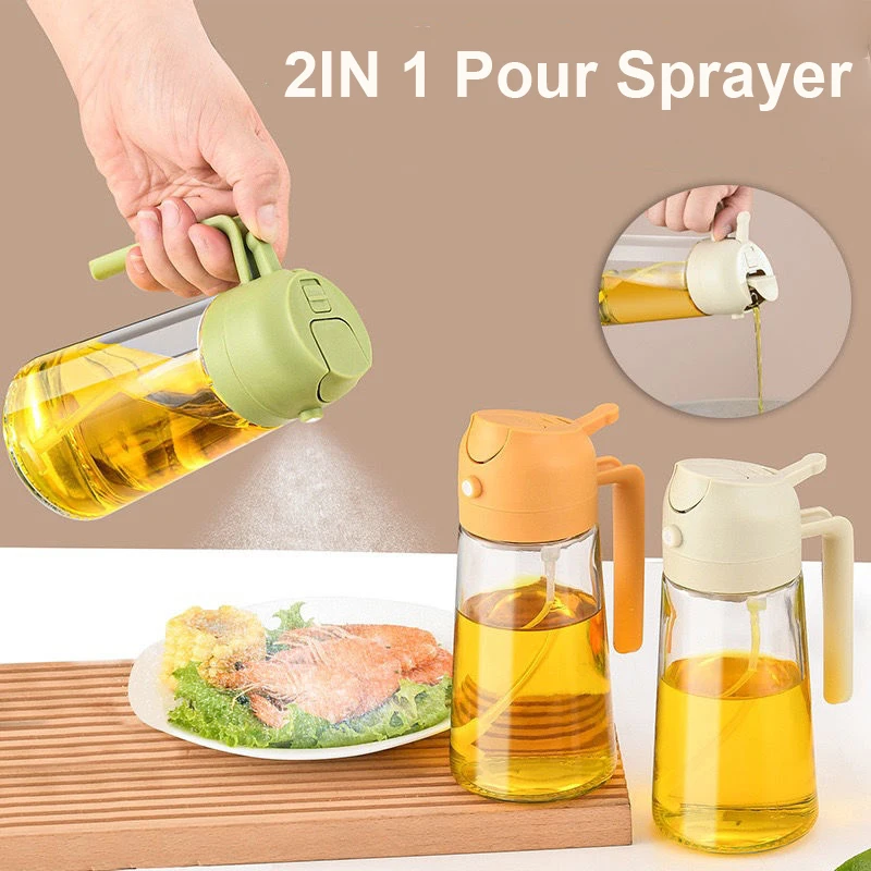 Spruzzatore di olio spray Olio da galhetta Spray Oli da cucina a doppio scopo Spray Spray di olio d'oliva Bottiglia Friggitrice ad aria Insalata BBQ Cottura da cucina