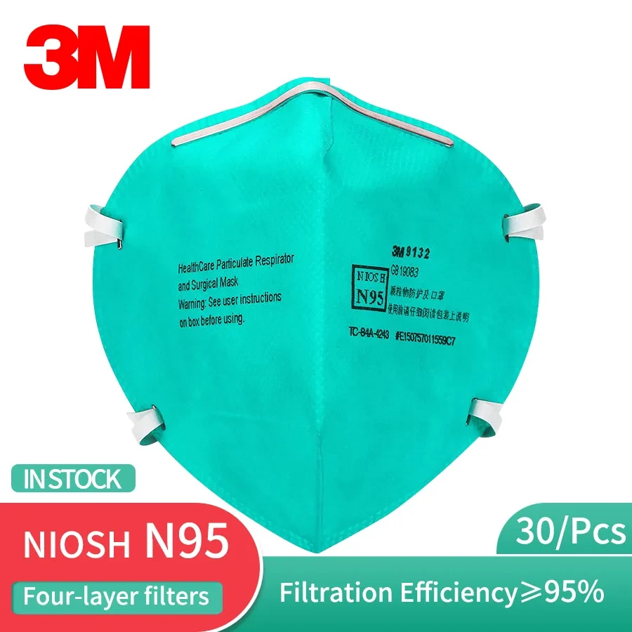 3M-Maske Health Care 9132Niosh N95 Spritzwassergeschütztes Atemschutzgerät für Berufsgesundheitspersonal Unvalved Individuelle Packung Hocheffizient Image