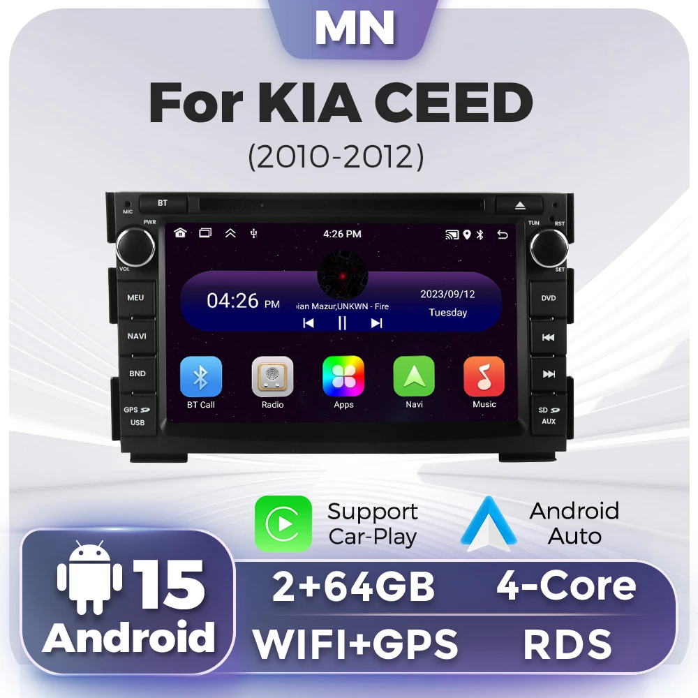 Auto spielen Android Auto Auto Radio Für Kia Ceed Venga 2010-2016 Multimedia-Player GPS Navigation Video Stereo KEINE DVD Autoradio RDS Image