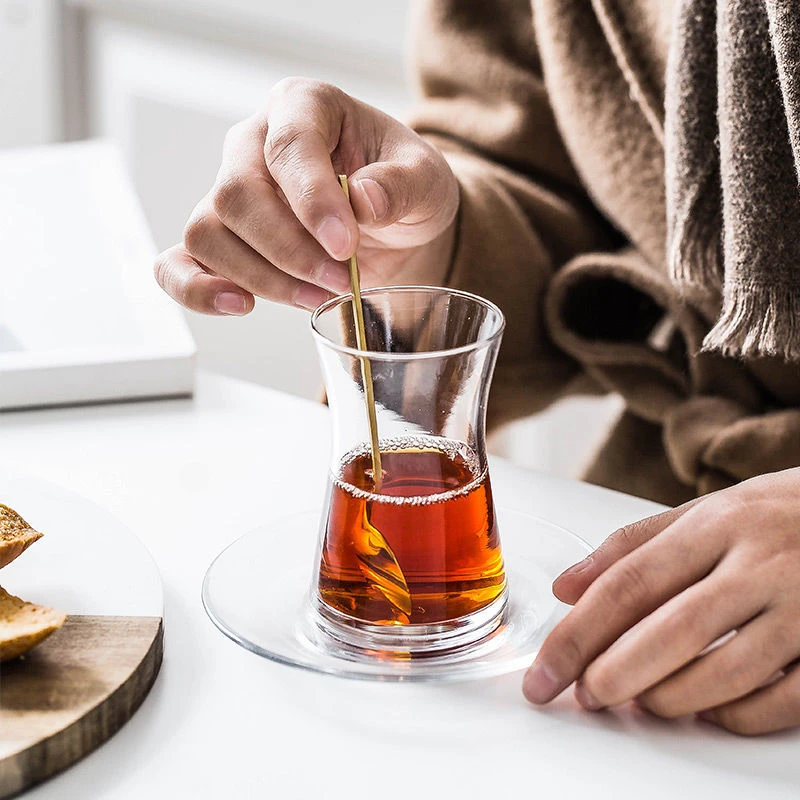 Glass Coffee Cup and Saucer Sets Thickened Turkish Men's Modern Simple Household Afternoon Tea Hot Drink Cup with Saucer Tea Set