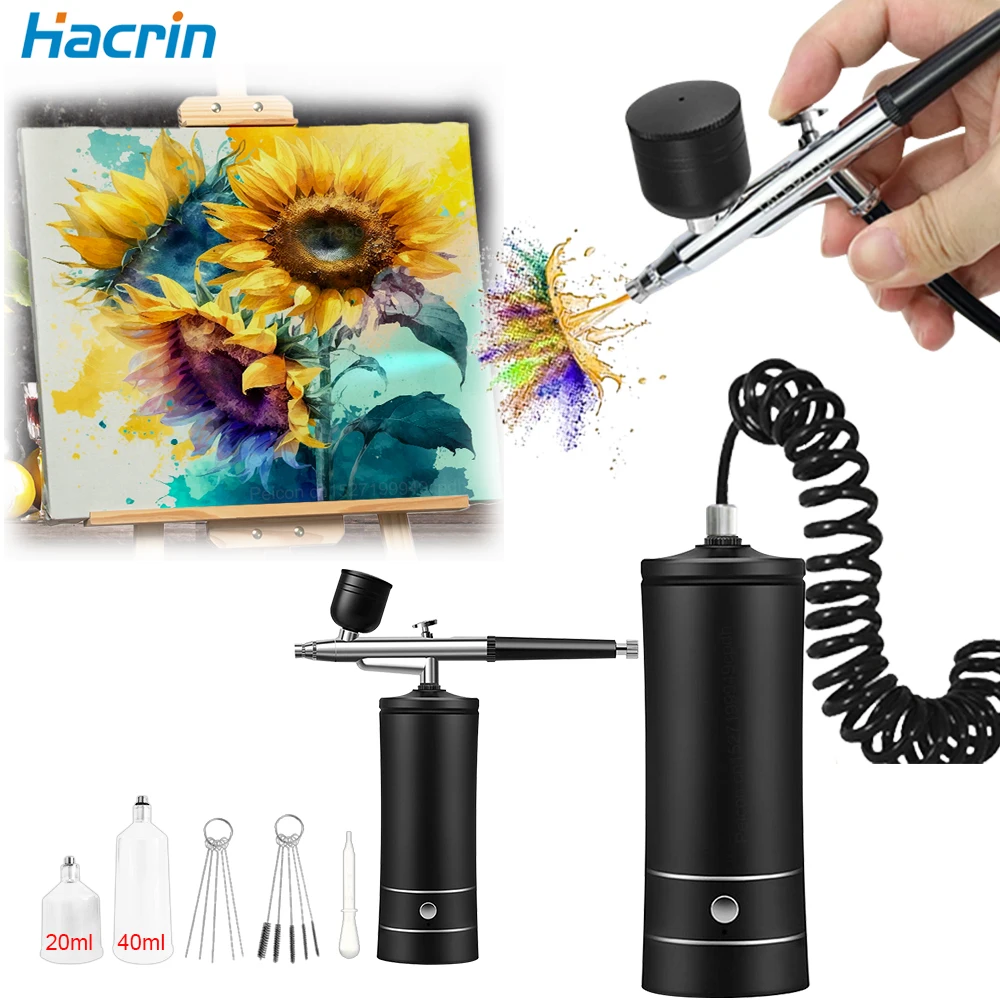 Airbrush mit Kompressor Airbrush Malerei Mini Spritzpistole zum Malen Elektrische Spritzpistole Airbrush Kompressor Farbspritzpistole Image