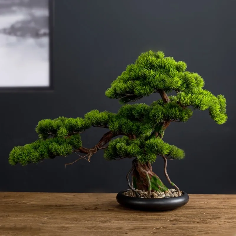 Neue chinesische simulieren Willkommen Kiefer Bonsai Pflanzen grüne Pflanzen Hauseingang weiche Dekoration Wohnzimmer Hotel dekorative Pflanze Image