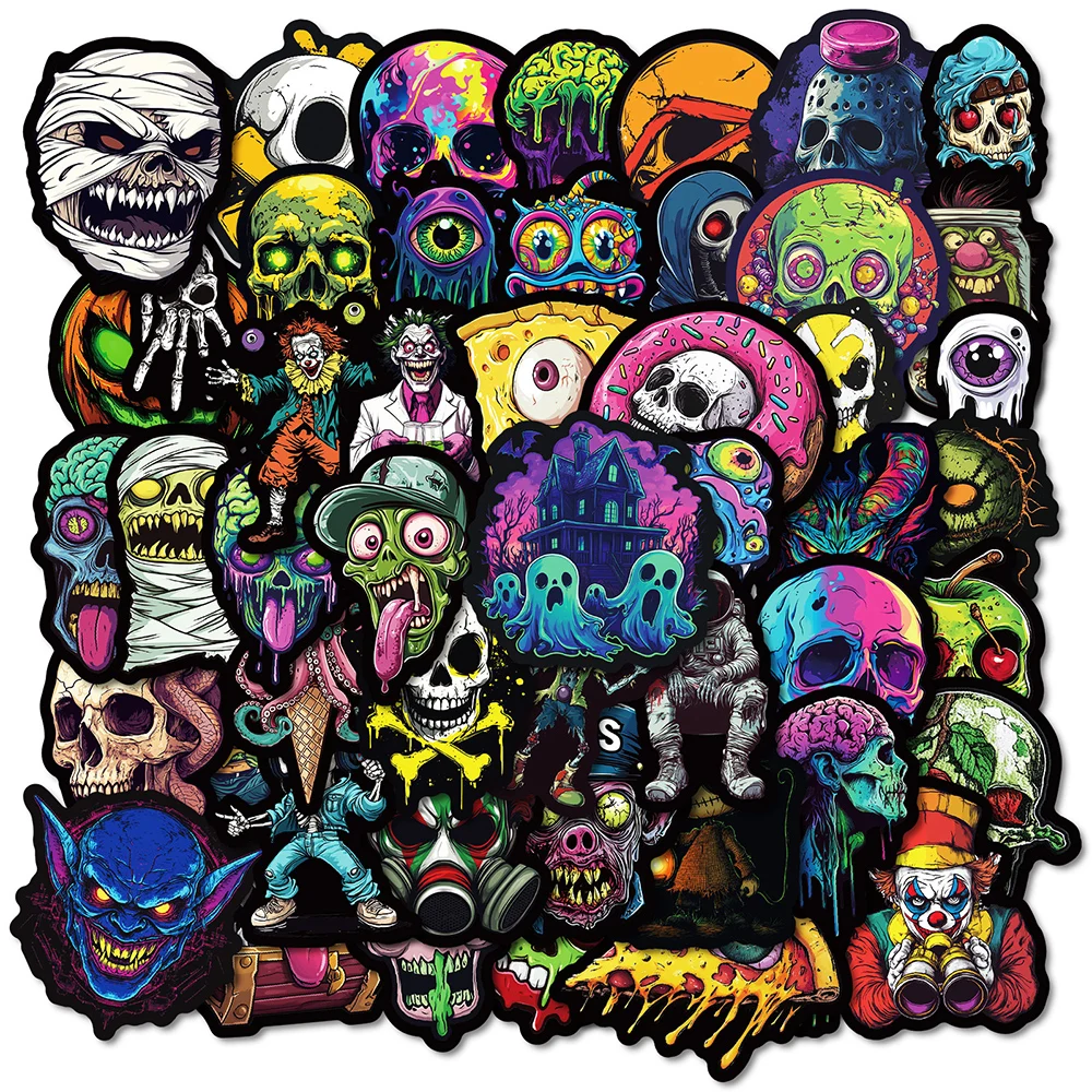 10/30/50 stücke Coole Horror Joker Schädel Aufkleber Aufkleber Kühlschrank Laptop Motorrad Skateboard Telefon Fahrrad Wasserdichte Aufkleber Kinder Spielzeug Image