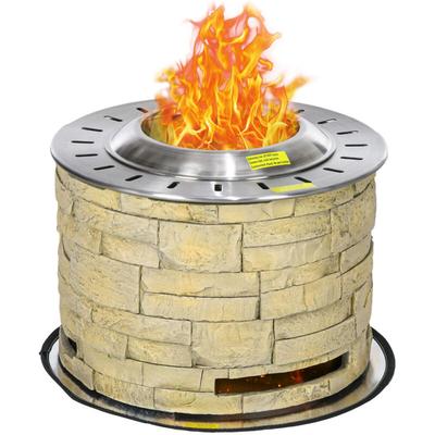 Rauchfreie Feuerschale, Feuerstelle, Holz brennender Feuerkorb Tischfeuer mit Bodenschutzmatte für Image