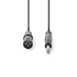 Nedis Balanced Audio-Kabel - XLR 3-Pin Stecker - 6.35 mm Stecker - Vernickelt - 5.00 m - Rund - PVC - Dunkelgrau - Kartonhülle Image